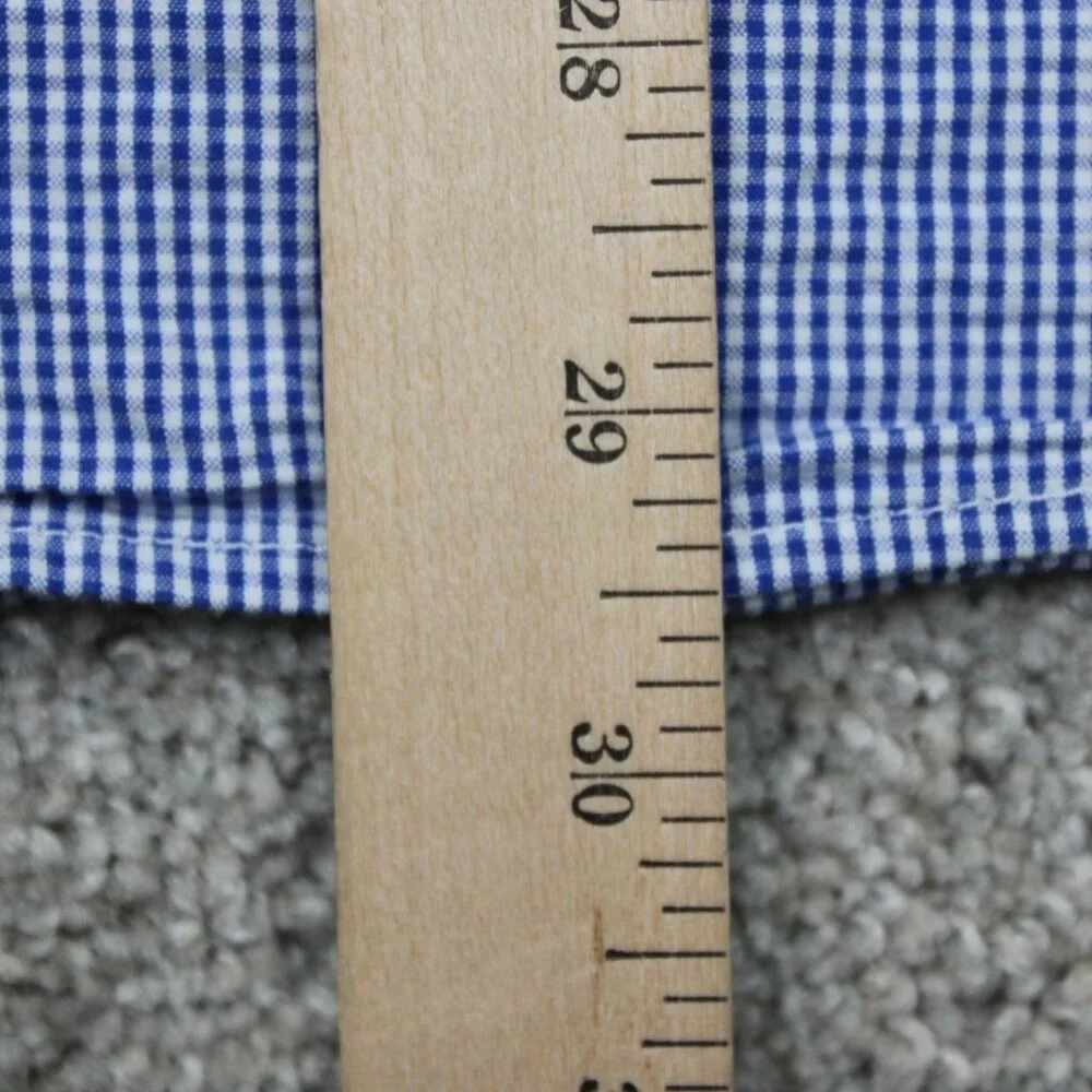 Banana Republic Grant Slim Fit Shirt Men Large Blue/White Checkered Textured S/S